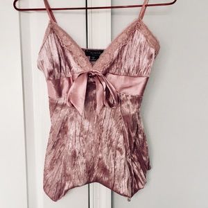 Fairy camisole/tunic dusty rose pink velvet & lace